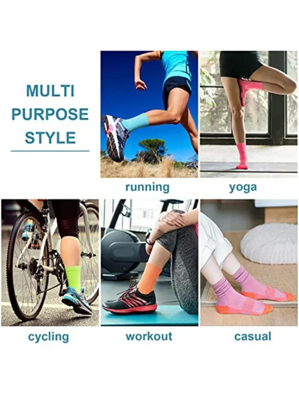 Womens Cushioned Hiking Socks Arch Support Breathable Athletic Running Crew Sock